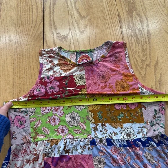 Johnny Was Cosmo Easy Fit Tea Length Dress Patchwork Floral Bamboo Midi READ - Picture 7 of 10